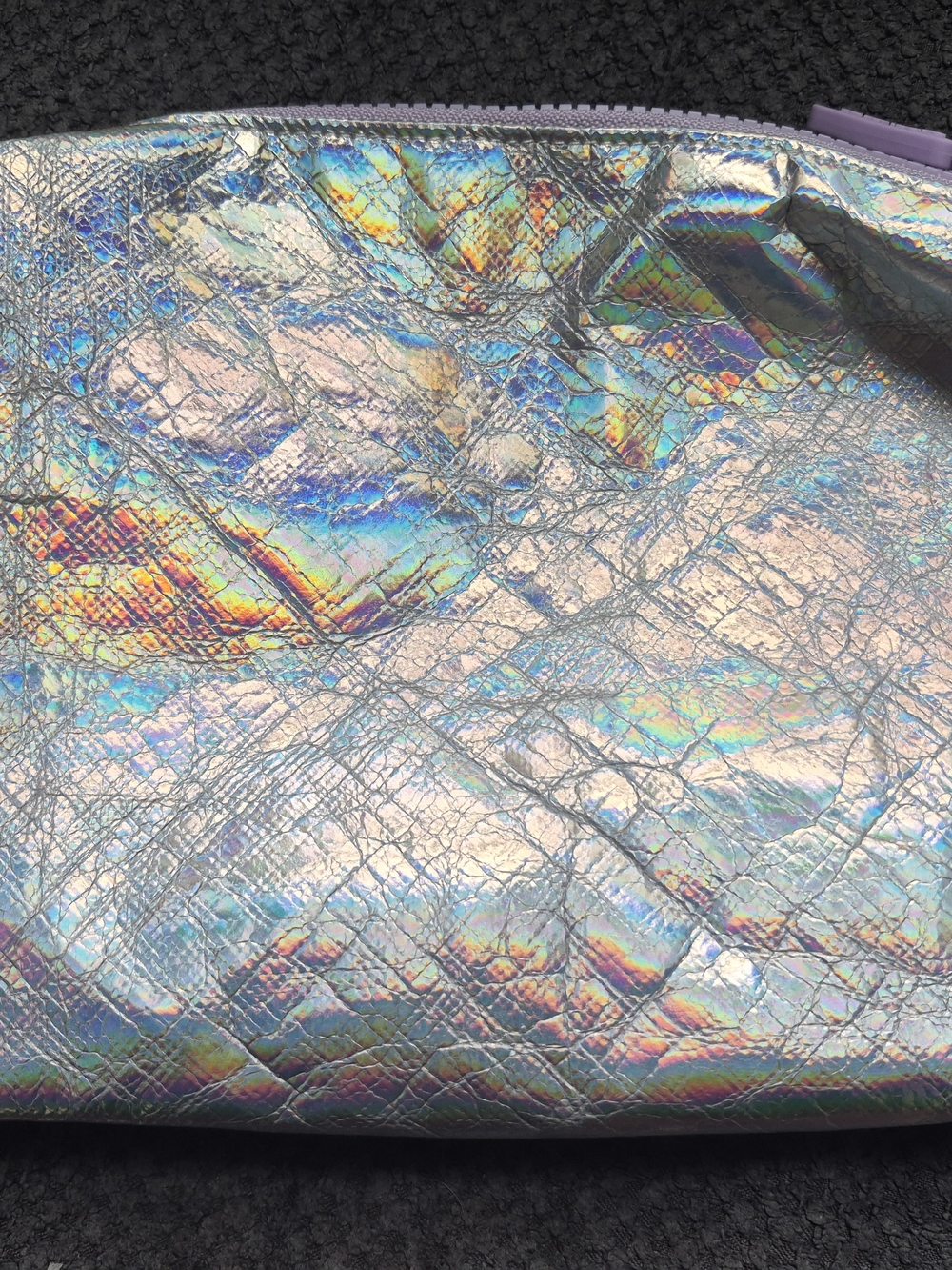 case-mate Iridescent Holographic Cosmetic Bag - Silver with Rainbow Sheen